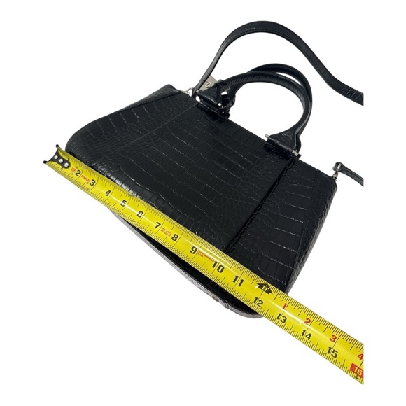 Etienne Aigner Black Crocodile-Embossed Satchel - Picture 8 of 14